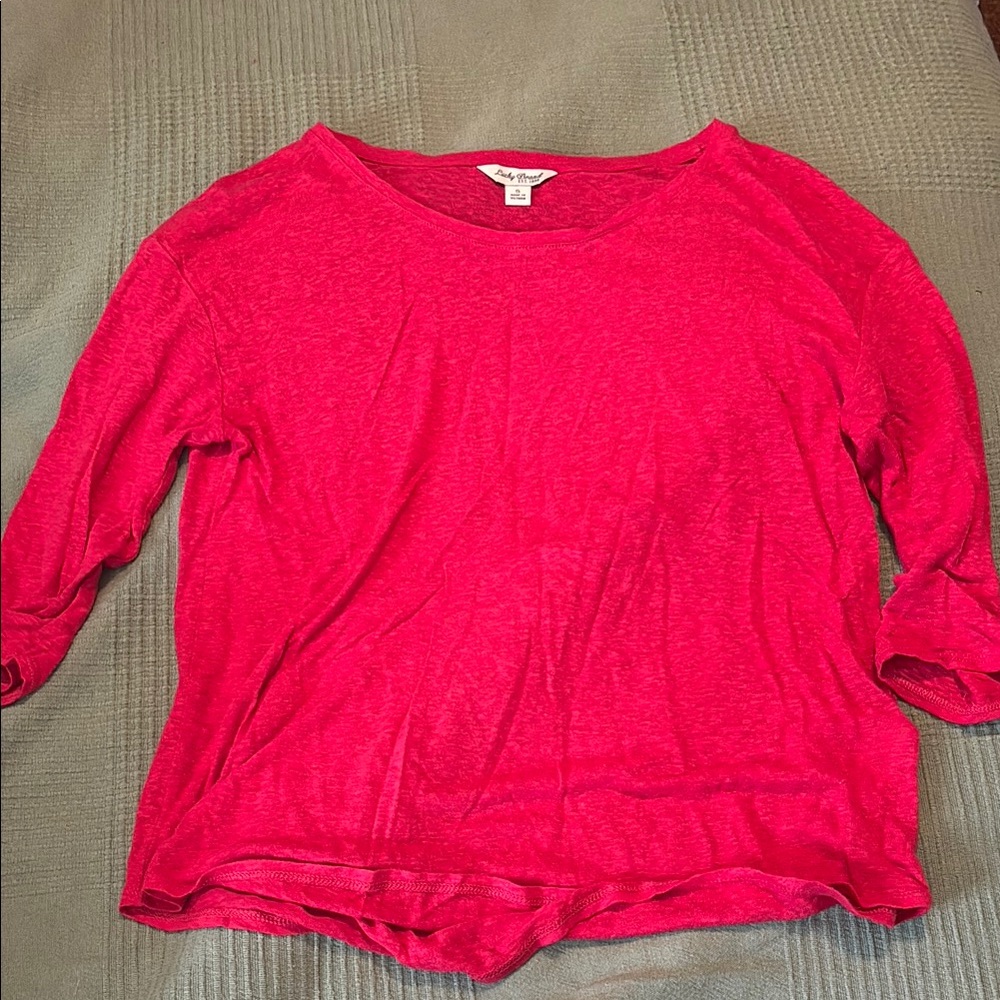 Lucky Brand Women's Pink Red Long Sleeve Tee